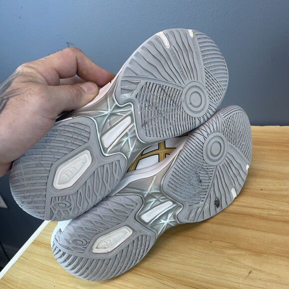 ASICS Men's Size 7 Shoes GEL-Rocket 10 Volleyball White/bronze 1071A054 - Picture 8 of 9